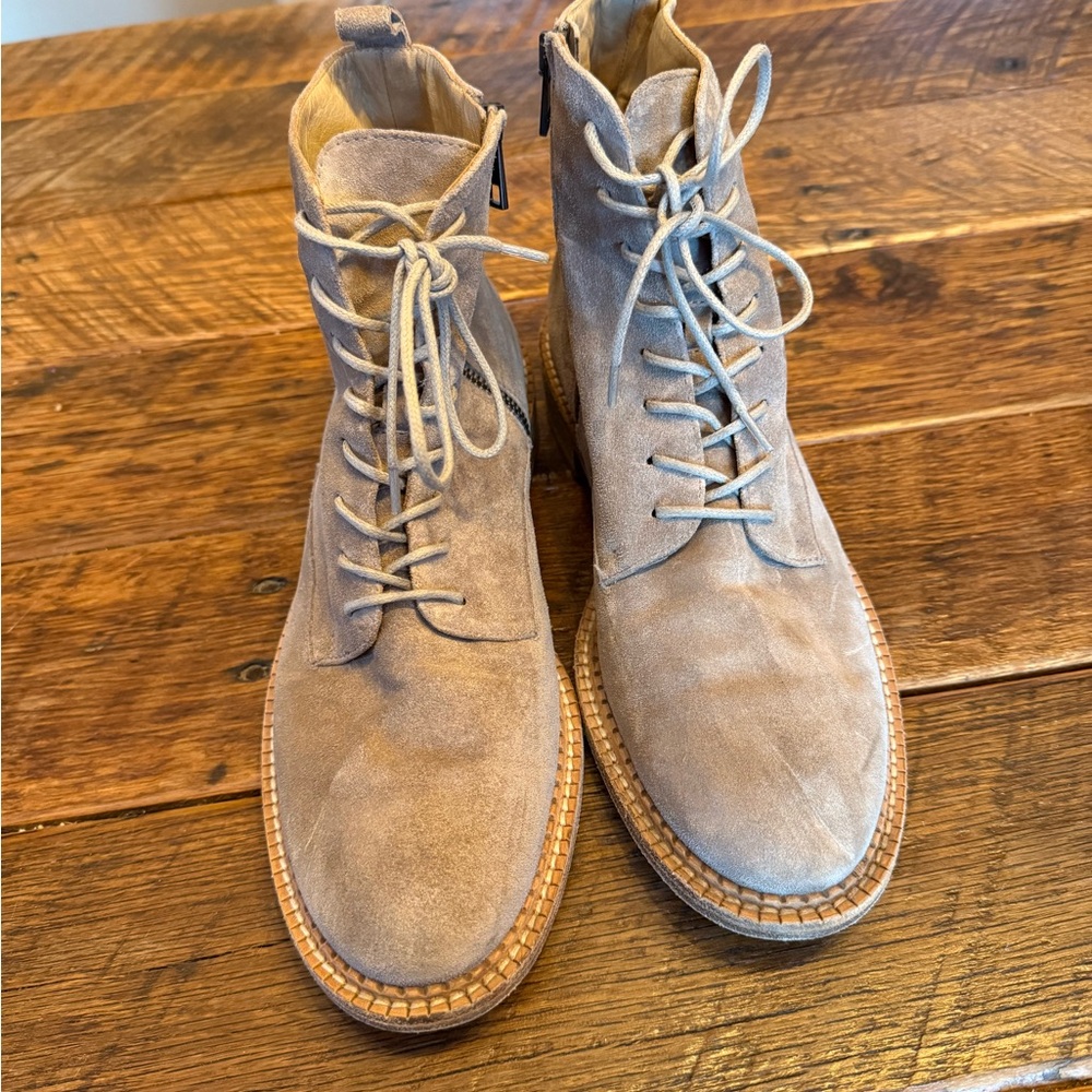 Vince Women's Light Tan Suede Lace Up Boots